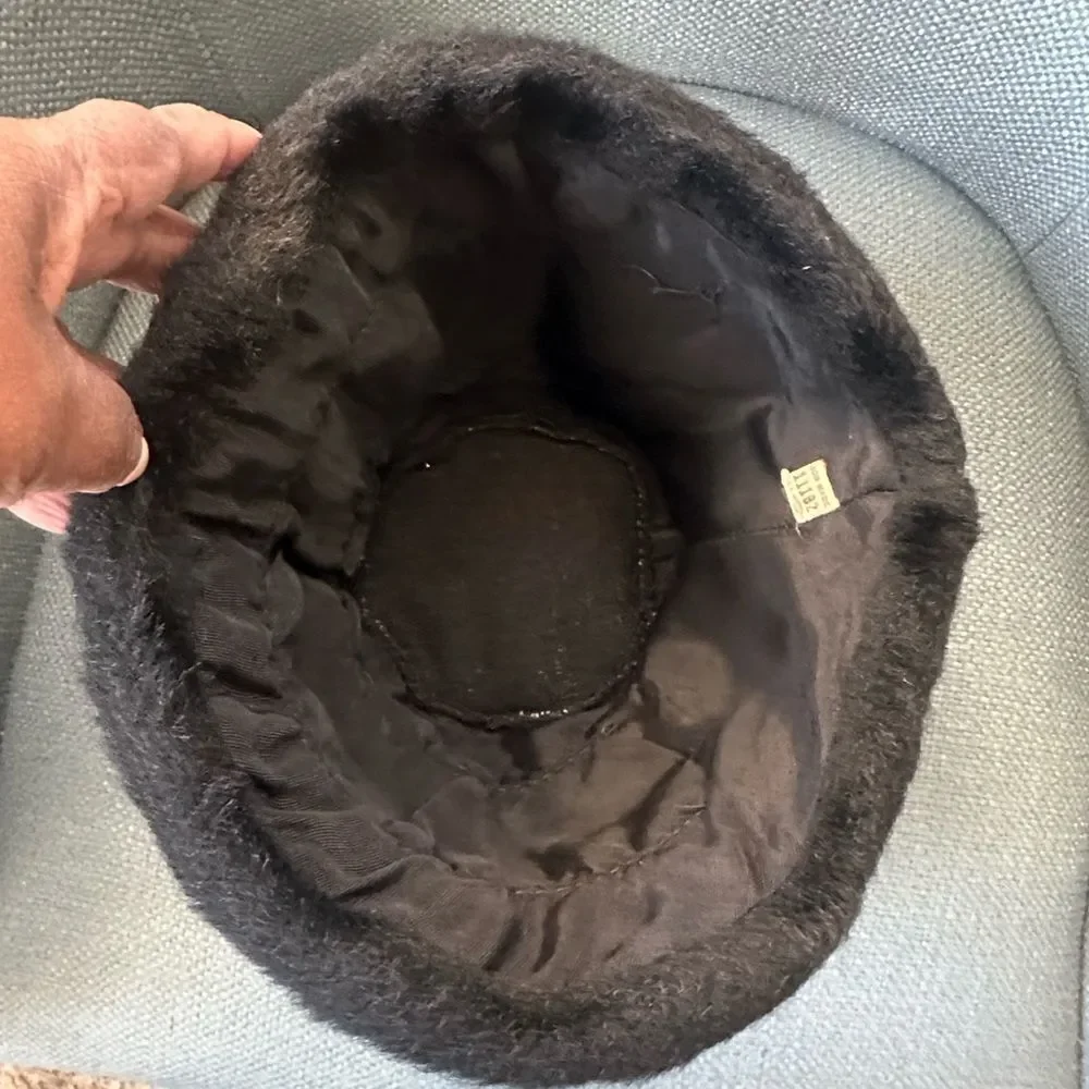 Vintage Black Faux Fur Bucket Hat
